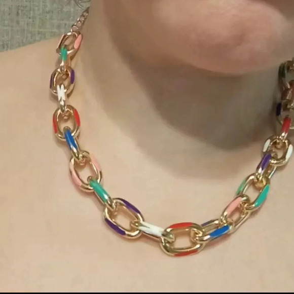 Sicily Gold-Tone Multicolor Enamel Chain Necklace and Bracelet Set - Picture 16 of 16